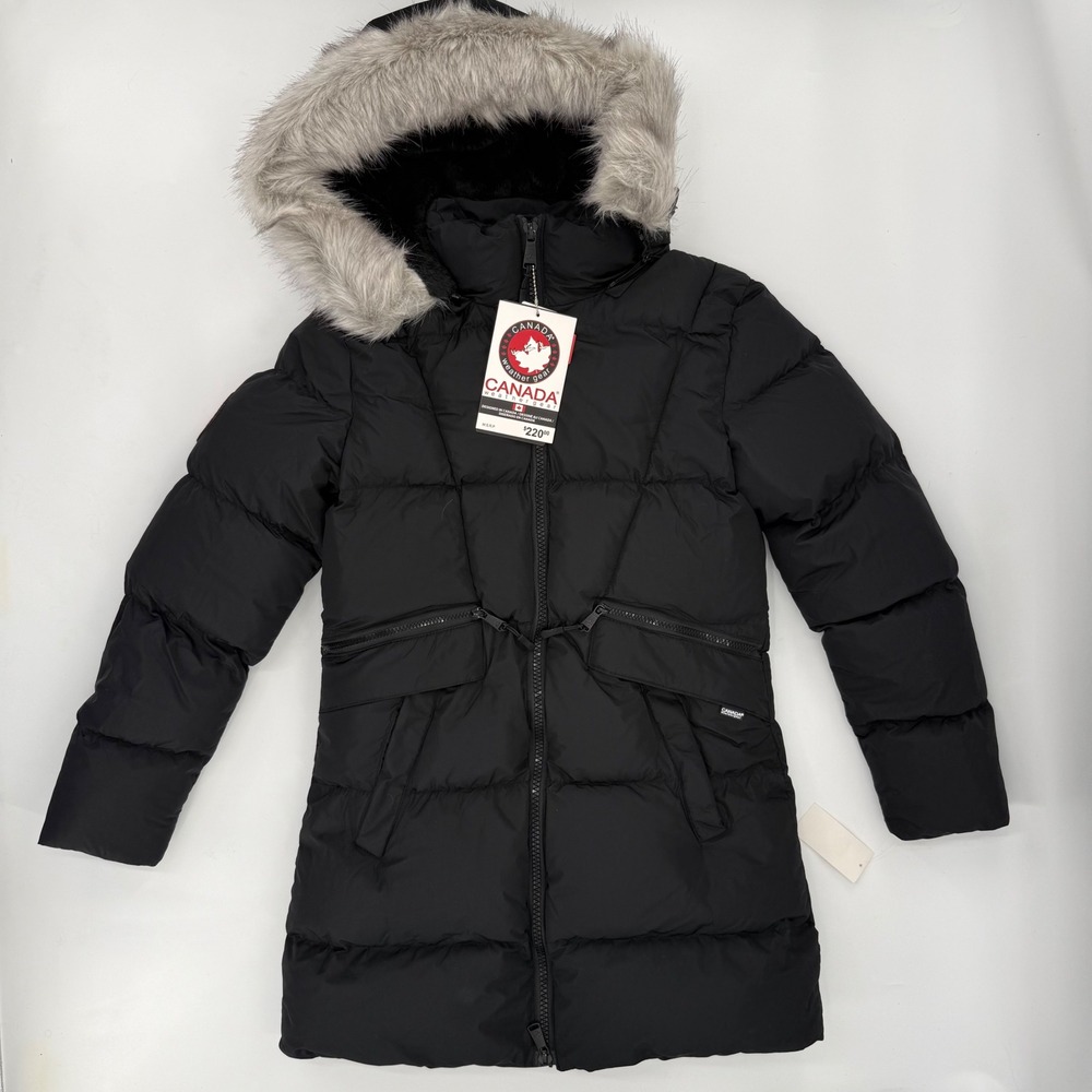 Canada Weather Gear Parka Women Small Black NWT Detachable Hood Faux Fur Puffer